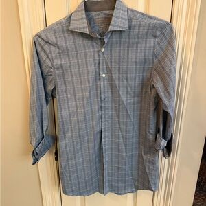 Perry Ellis Men's Light Blue Checkered Shirt